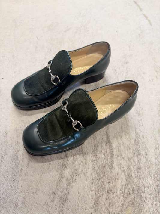 Gucci Horsebit Calf Hair Leather Loafers 35 EU