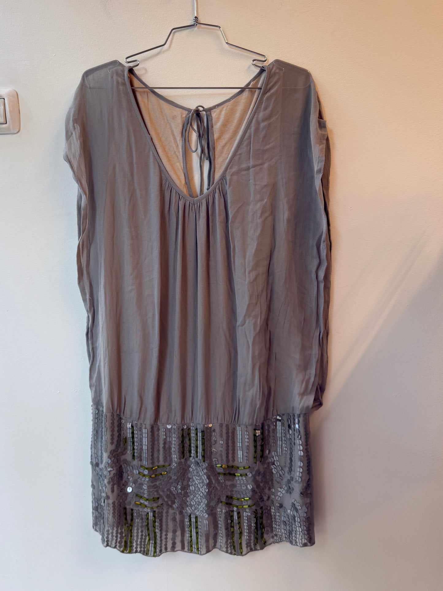 Vintage Grey Sequin Mini Dress