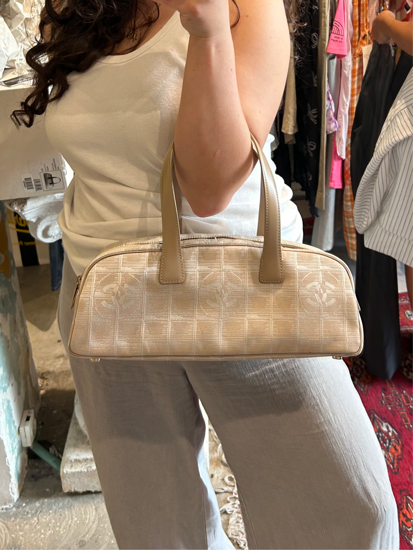 CHANEL CC canvas bowling bag