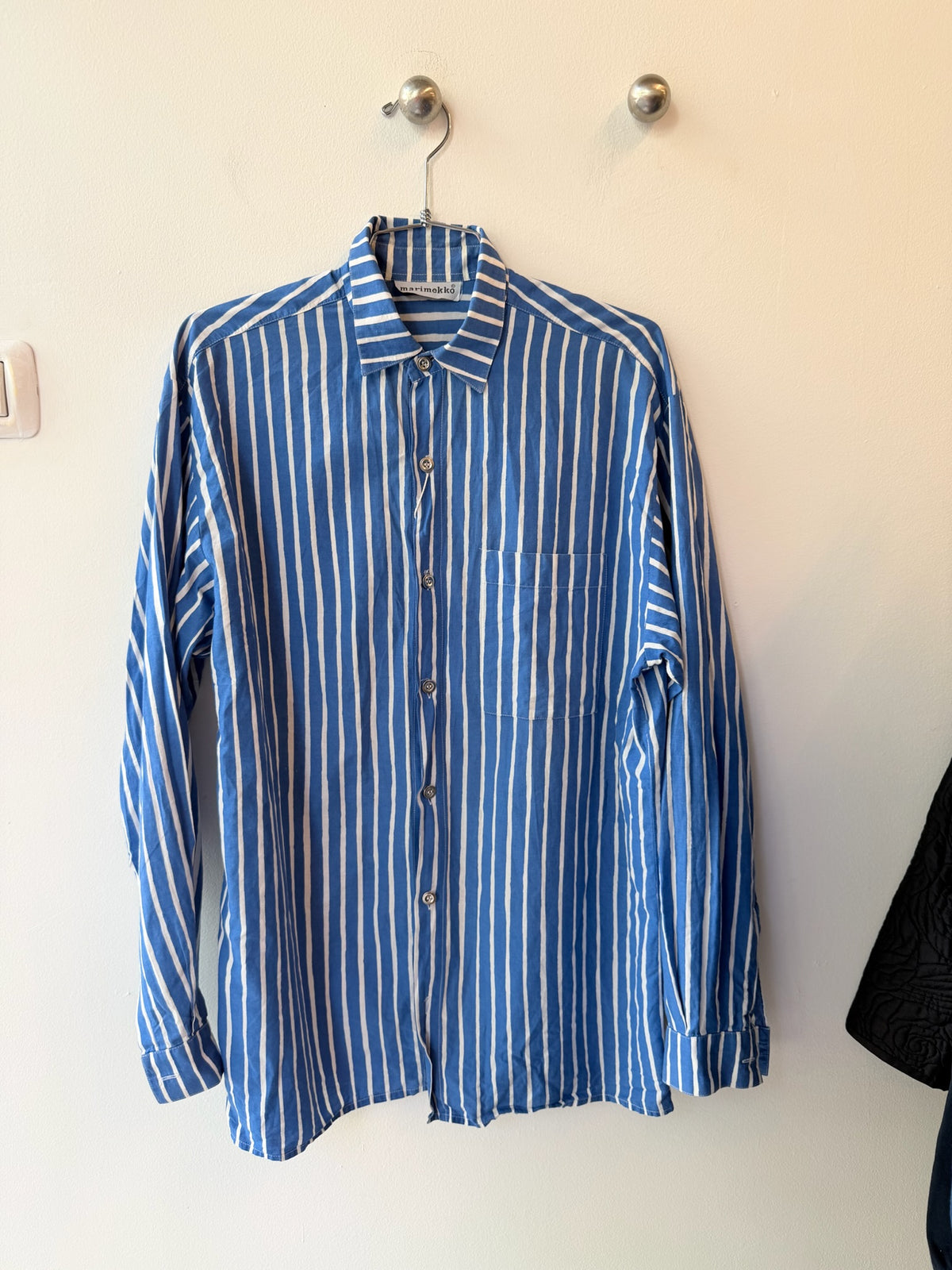 Vintage Marimekko Blue & White Striped Oversized Shirt