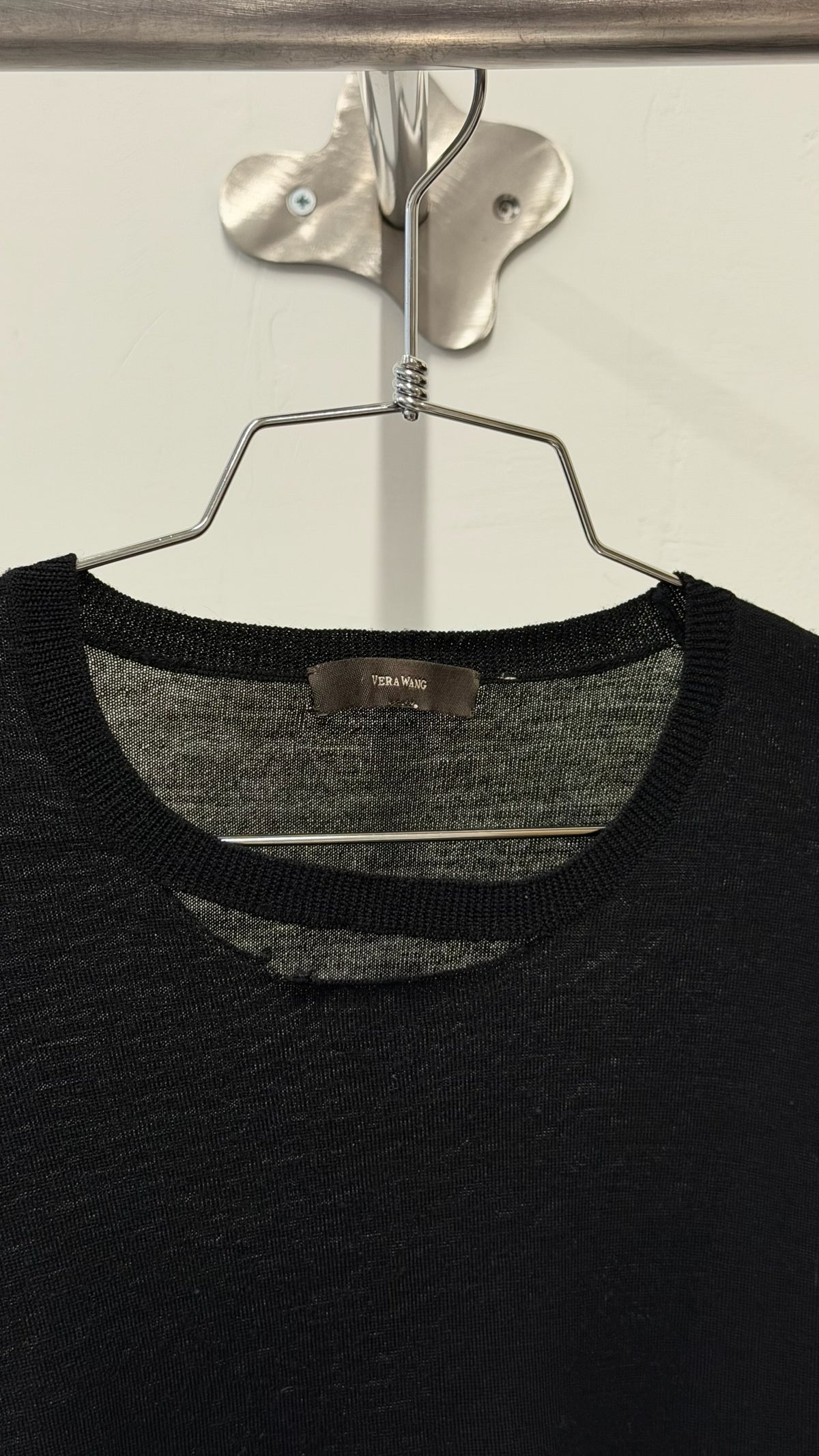 Vera Wang Merino Knit Top with Silk Cuffs
