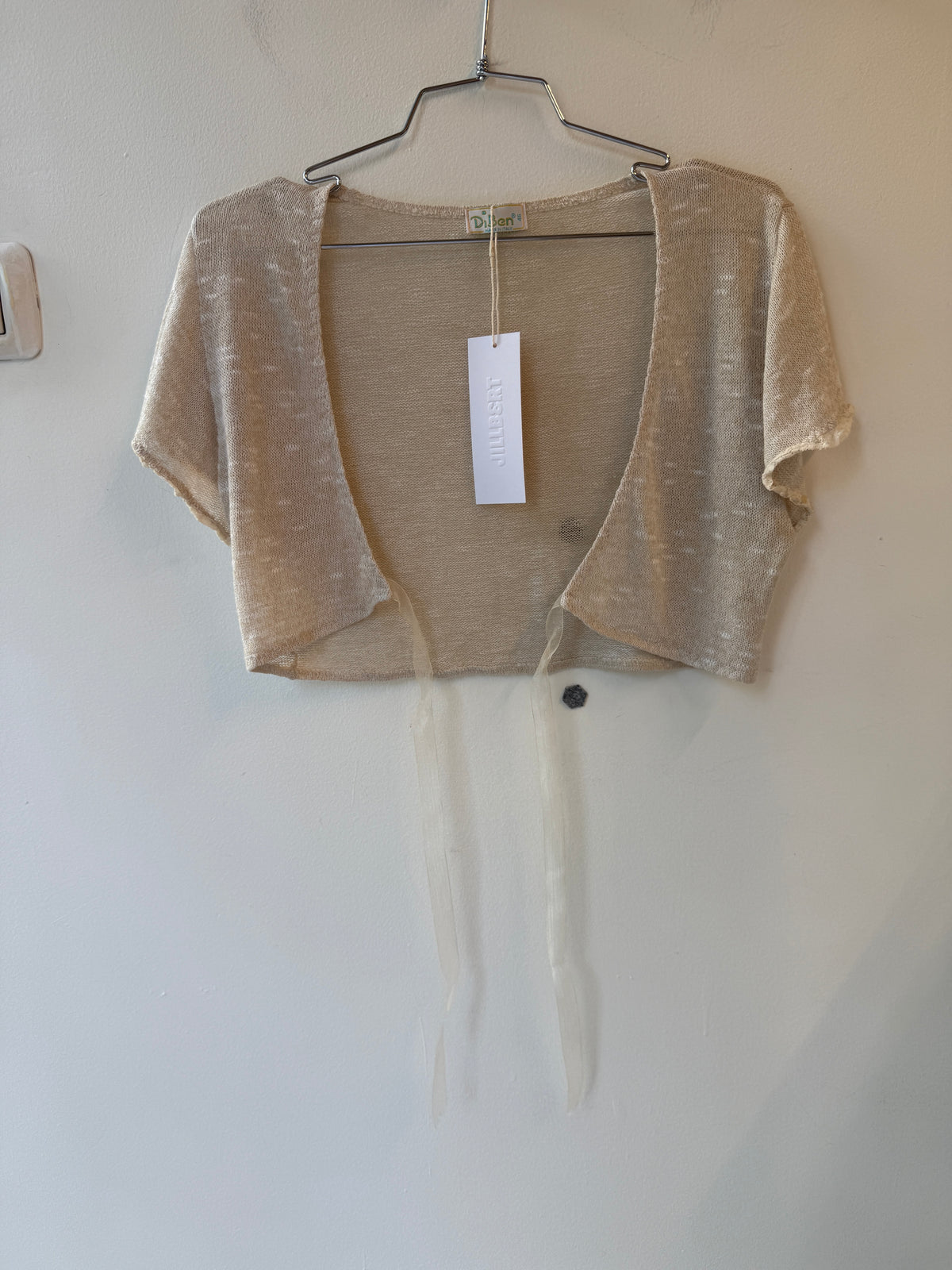 Diben Vintage Sheer Linen Tie-Front Crop Top 1990s