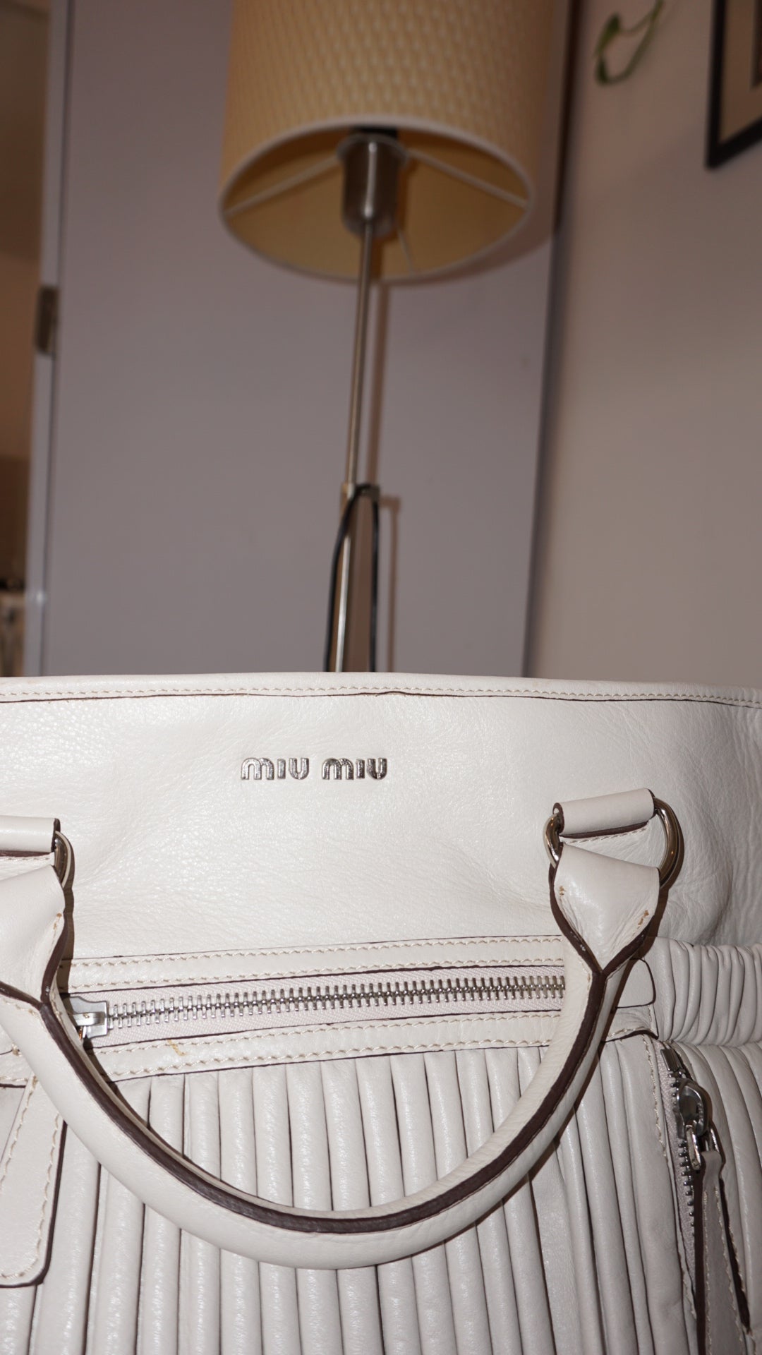 MIU MIU large nappa plisse zip bag