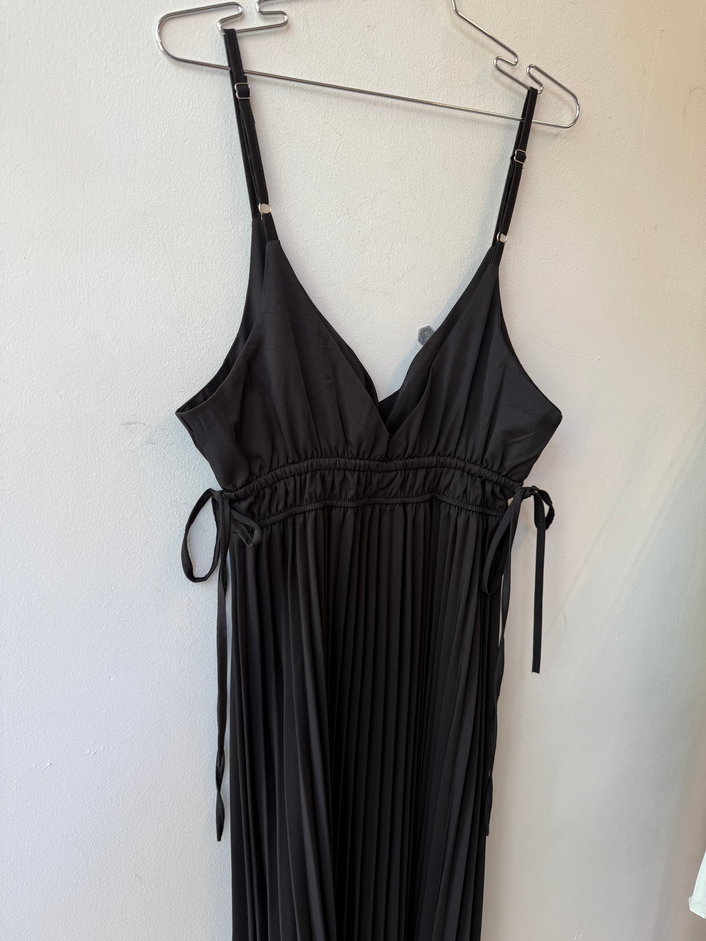 Black Pleated Slip Dress