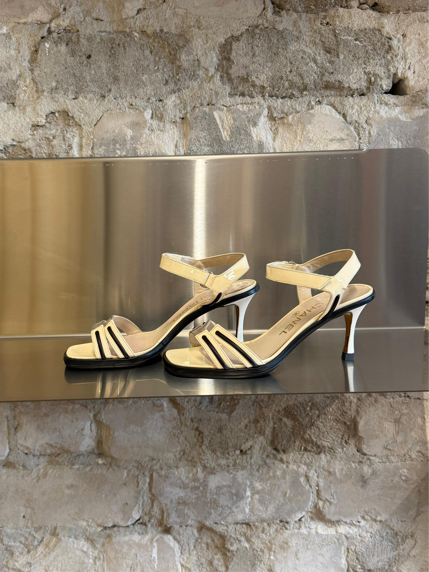 Chanel Belted Sandal Heels 36