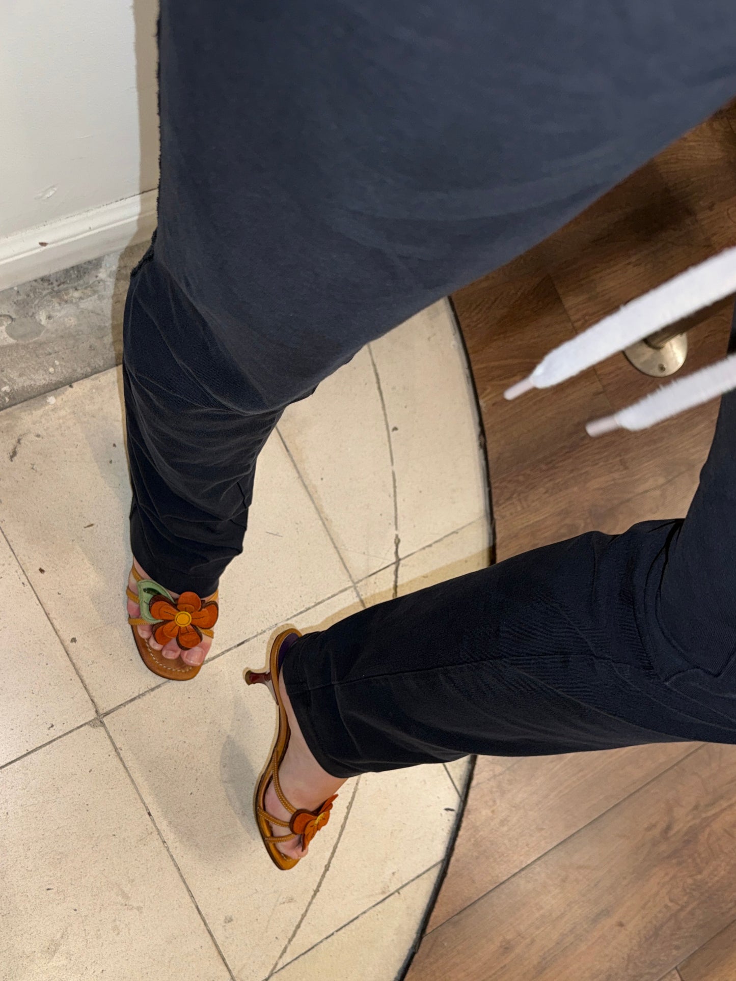 Miu Miu Early 2000s Leather Flower Mules