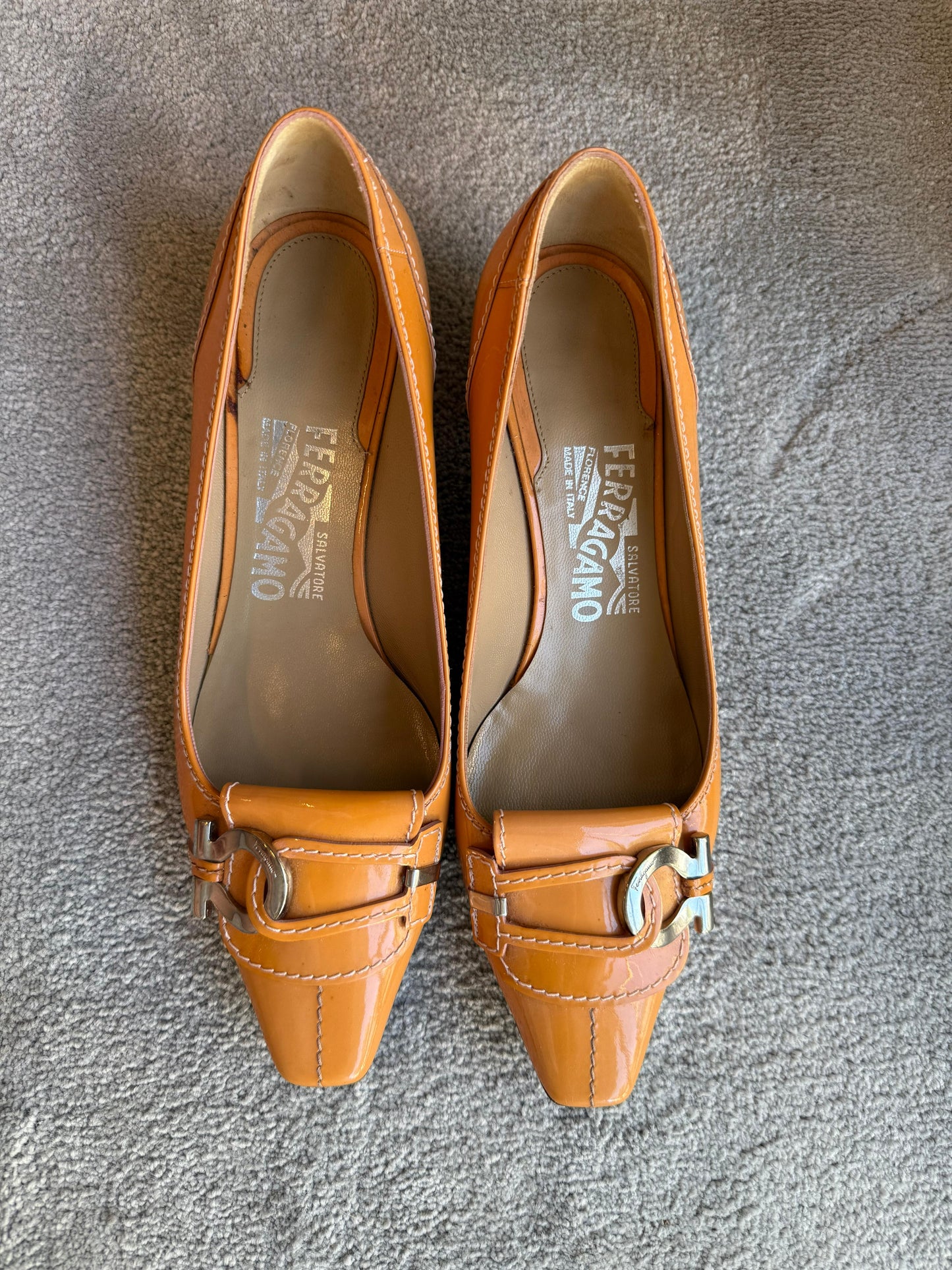 Salvatore Ferragamo Little Orange Heels 36.5