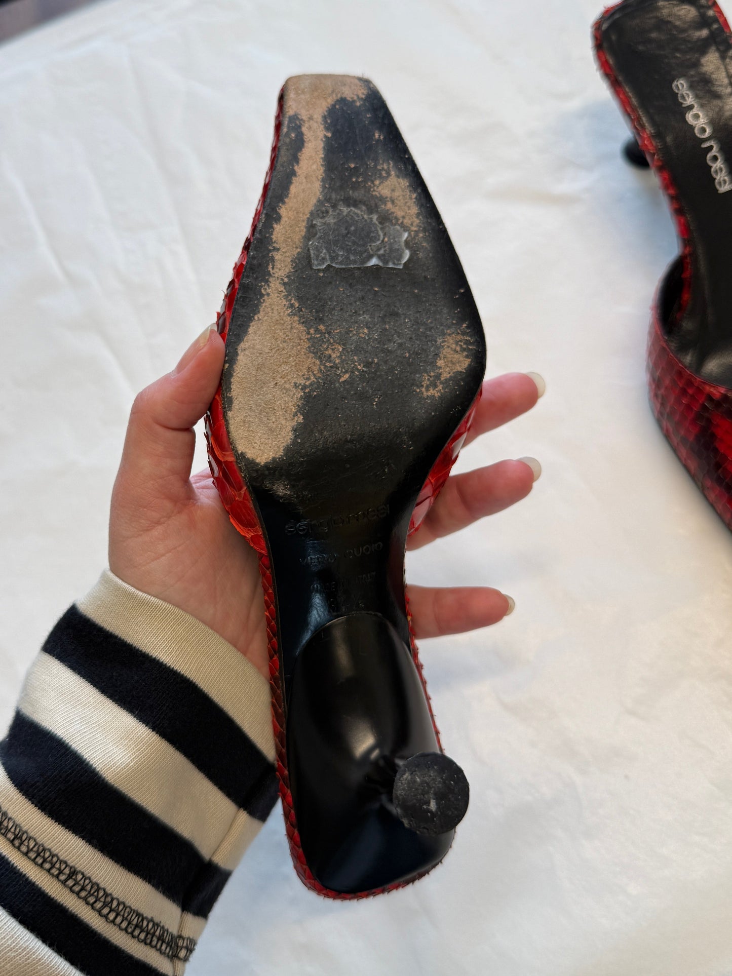 Sergio Rossi Python Kitten Heel Mules 35 EU