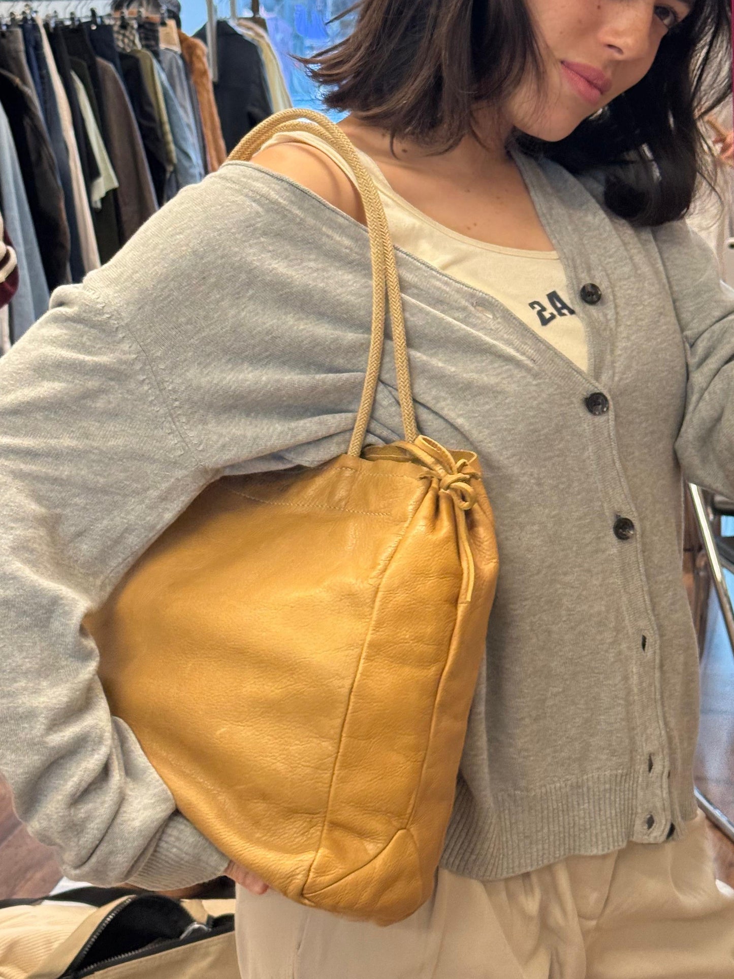 Miu Miu leather drawstring shoulder bag 2000's