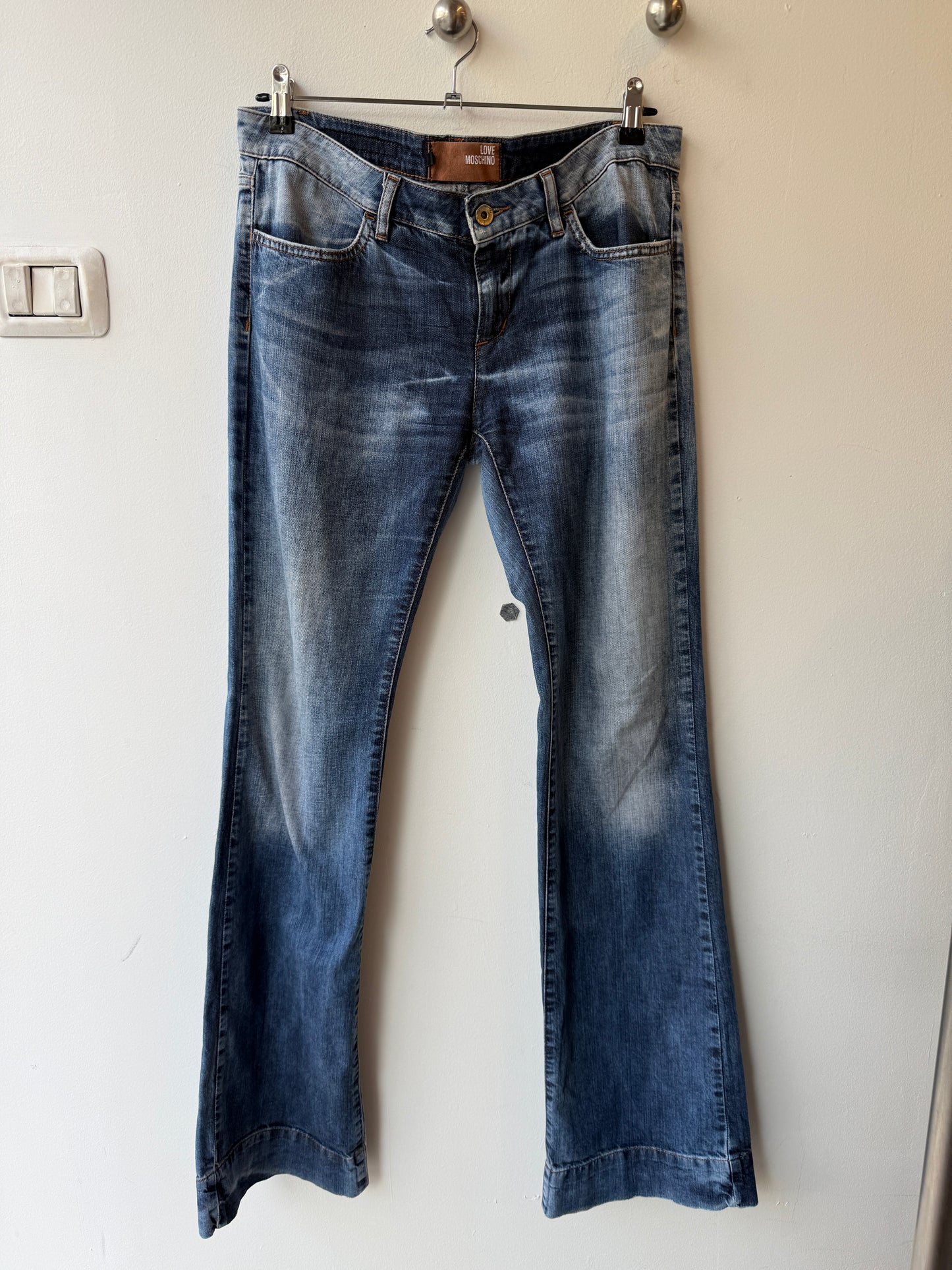 Love Moschino Washed Denim Flare Jeans