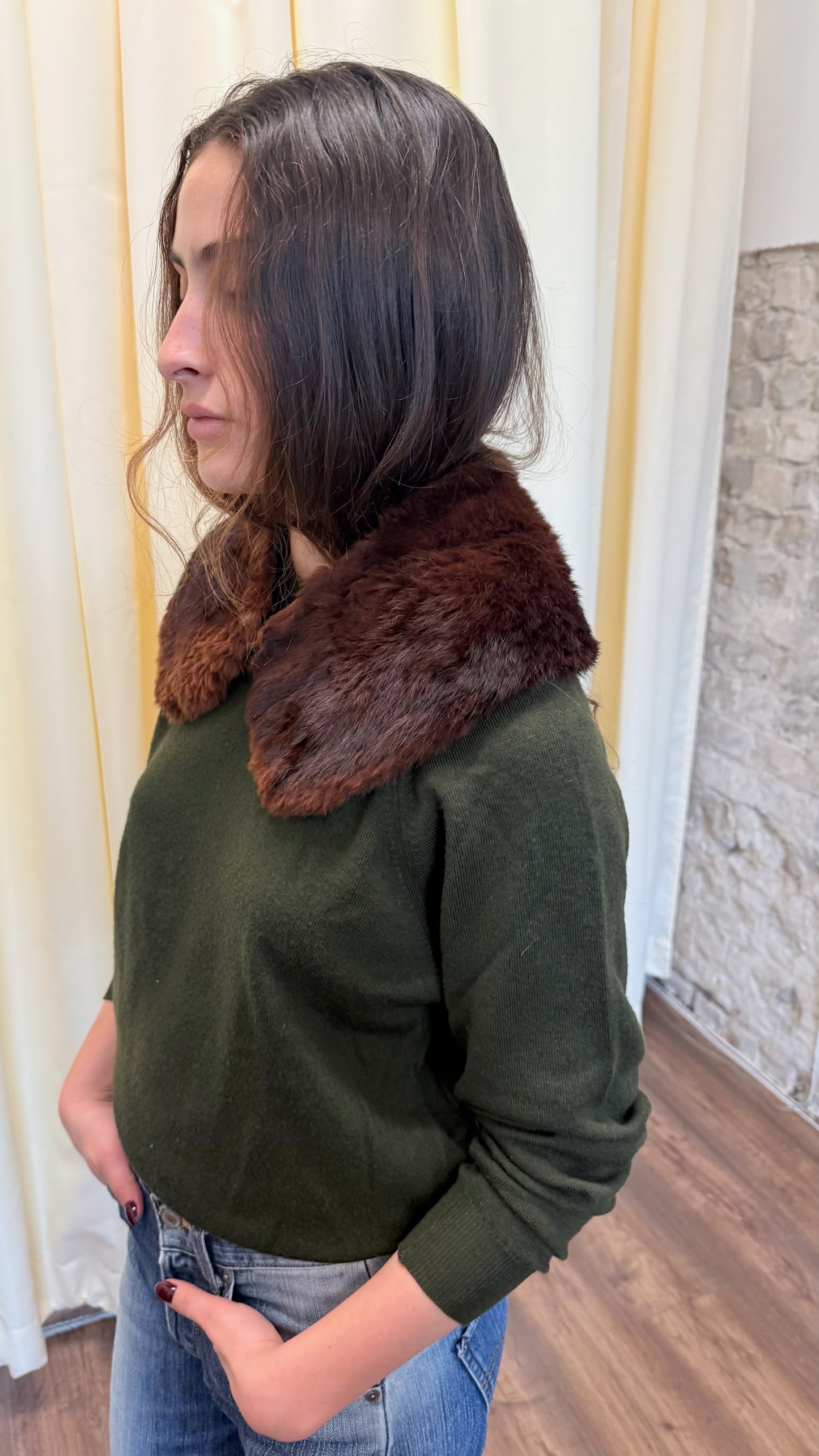 St Michael olive green knit sweater