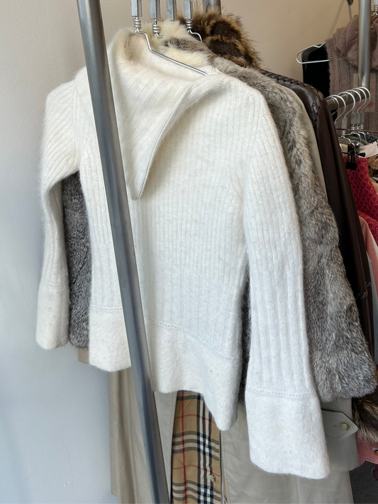 white mohair turtleneck sweater