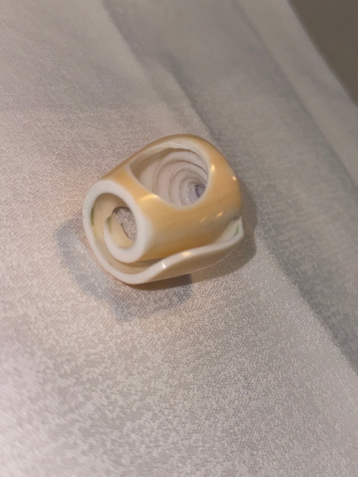 Vintage Carved Shell Statement Ring