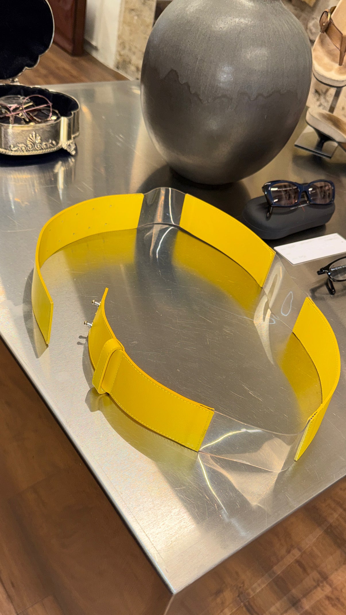 Issey Miyake 2000s Yellow Leather & Clear Vinyl Belt