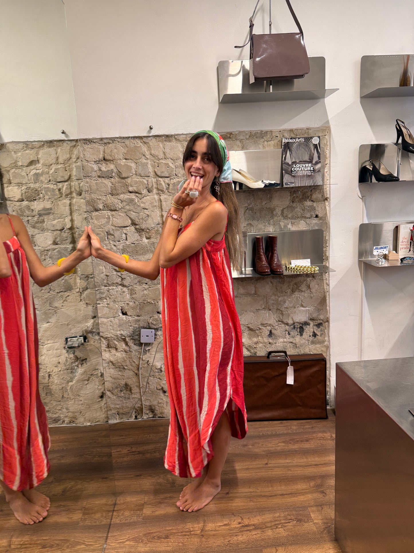 Armani Exchange Striped Draped Maxi Dress