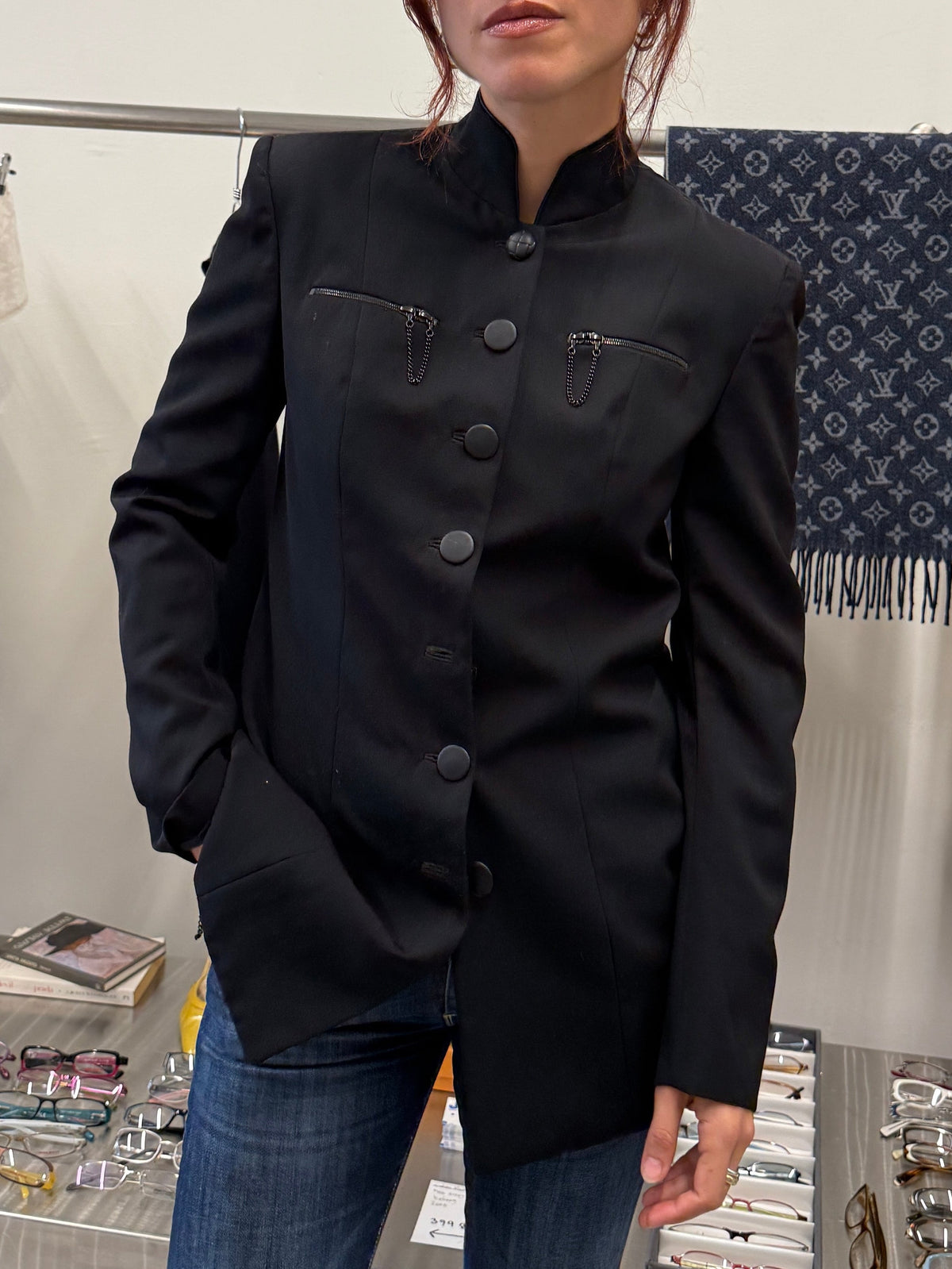Plein Sud Mandarin Collar Chain Zip Jacket