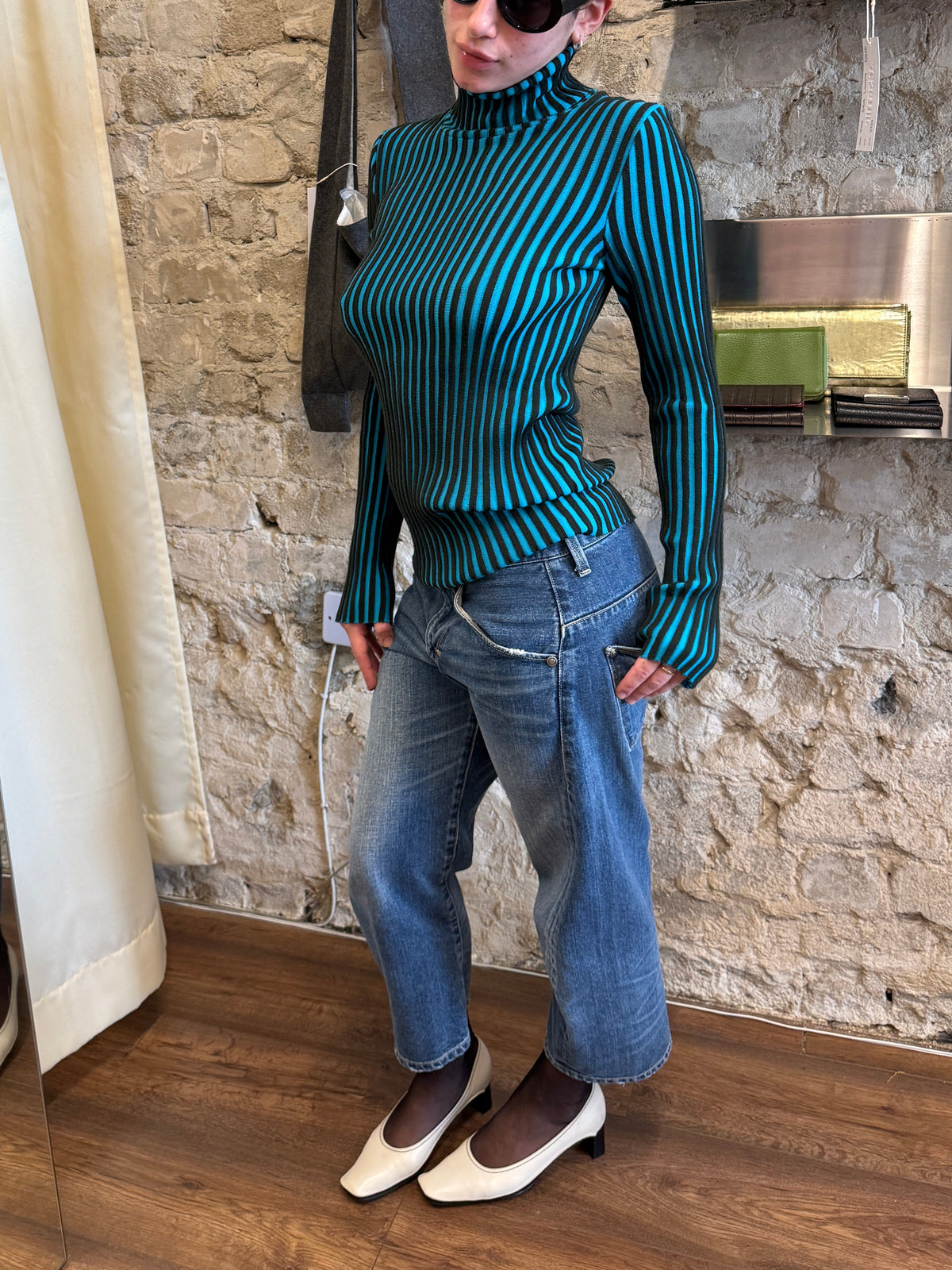Issey Miyake Striped Ribbed Wool Turtleneck, AW2003
