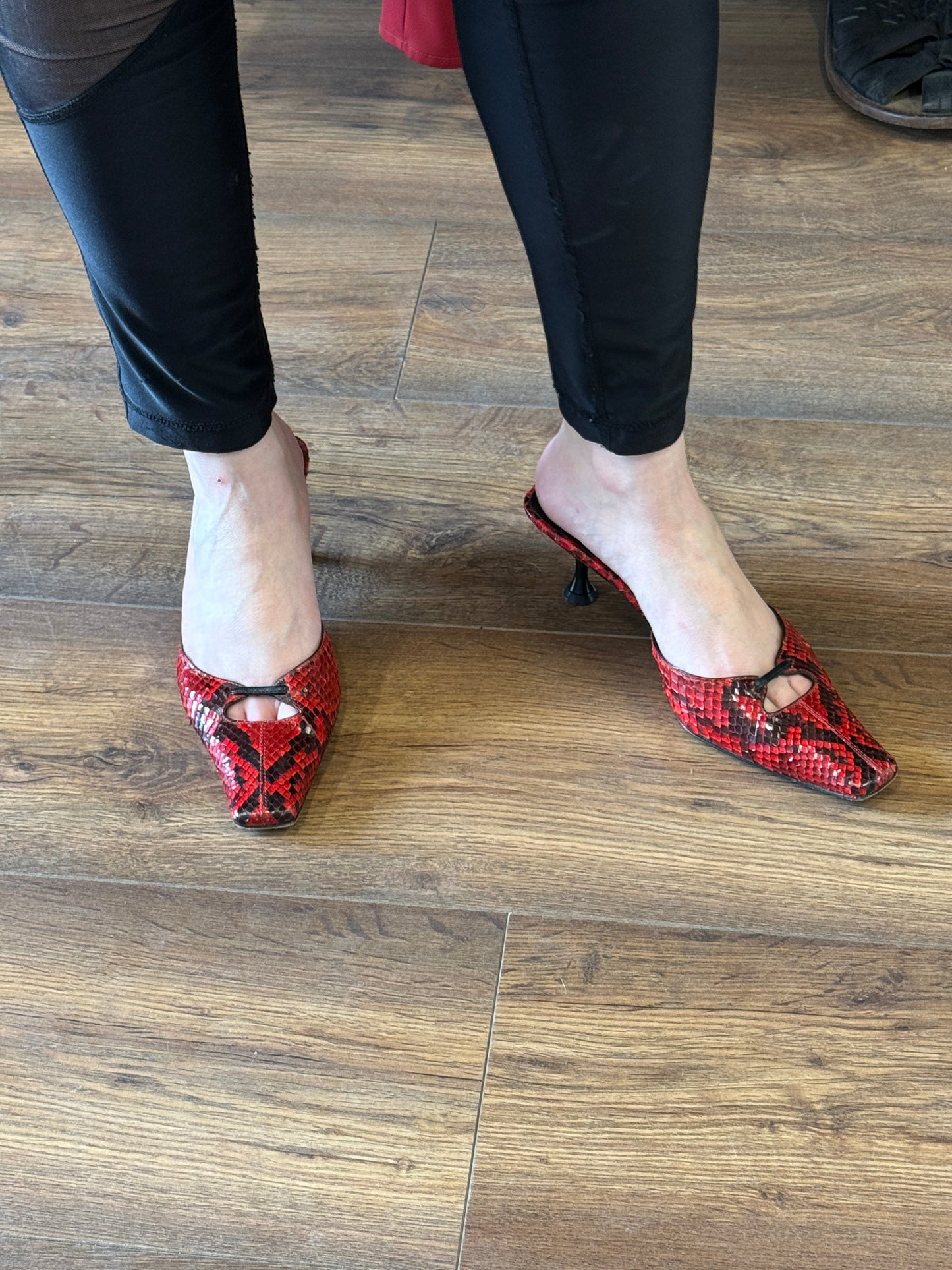 Sergio Rossi Python Kitten Heel Mules 35 EU