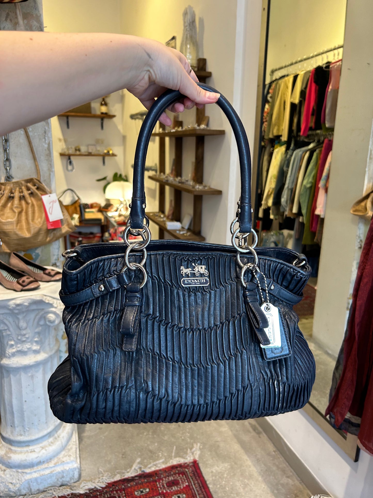 COACH madison pleated leather bag