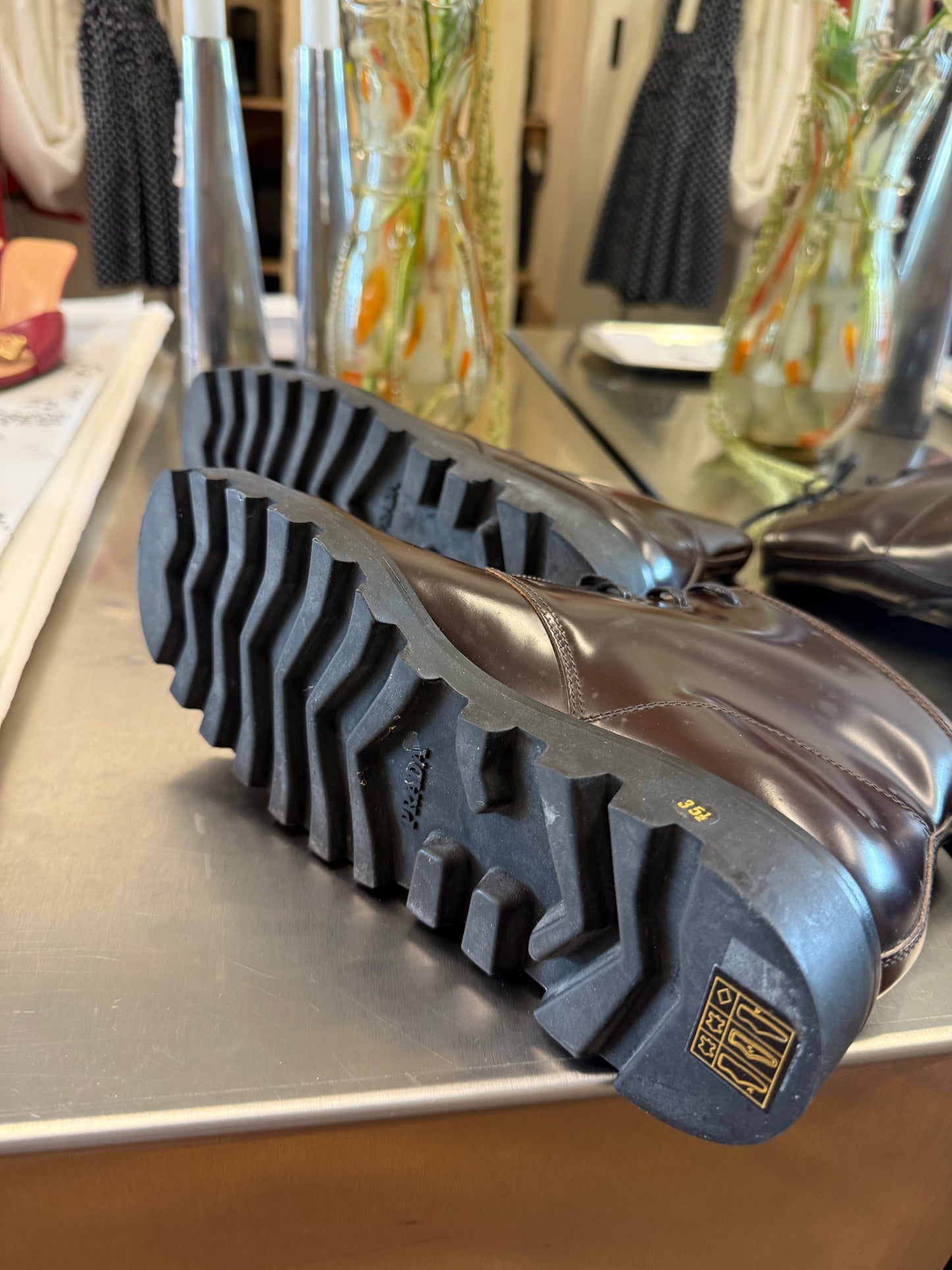 Prada Leather Combat Boots 2001s