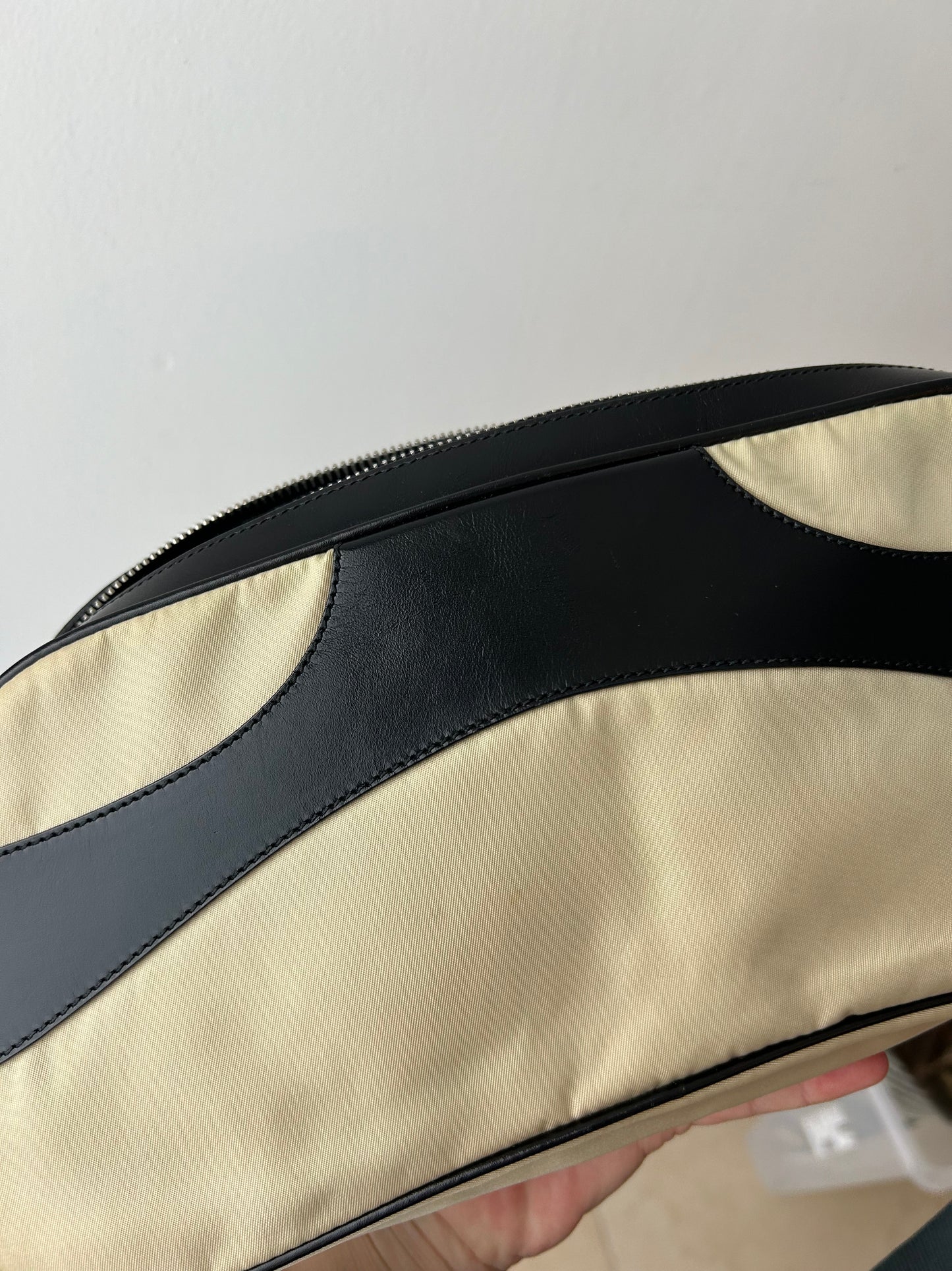 PRADA SS 2000 beige nylon leather bag