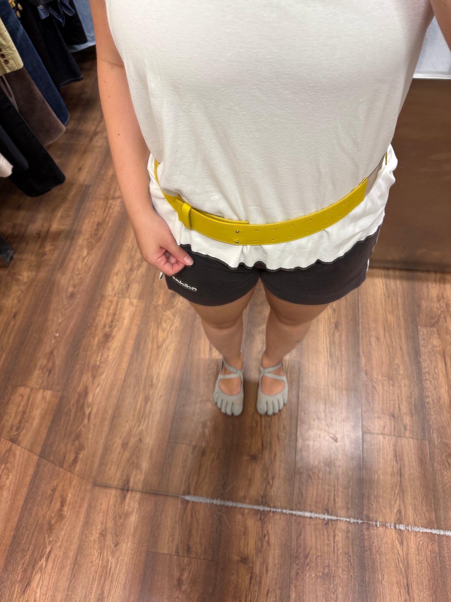 Issey Miyake 2000s Yellow Leather & Clear Vinyl Belt