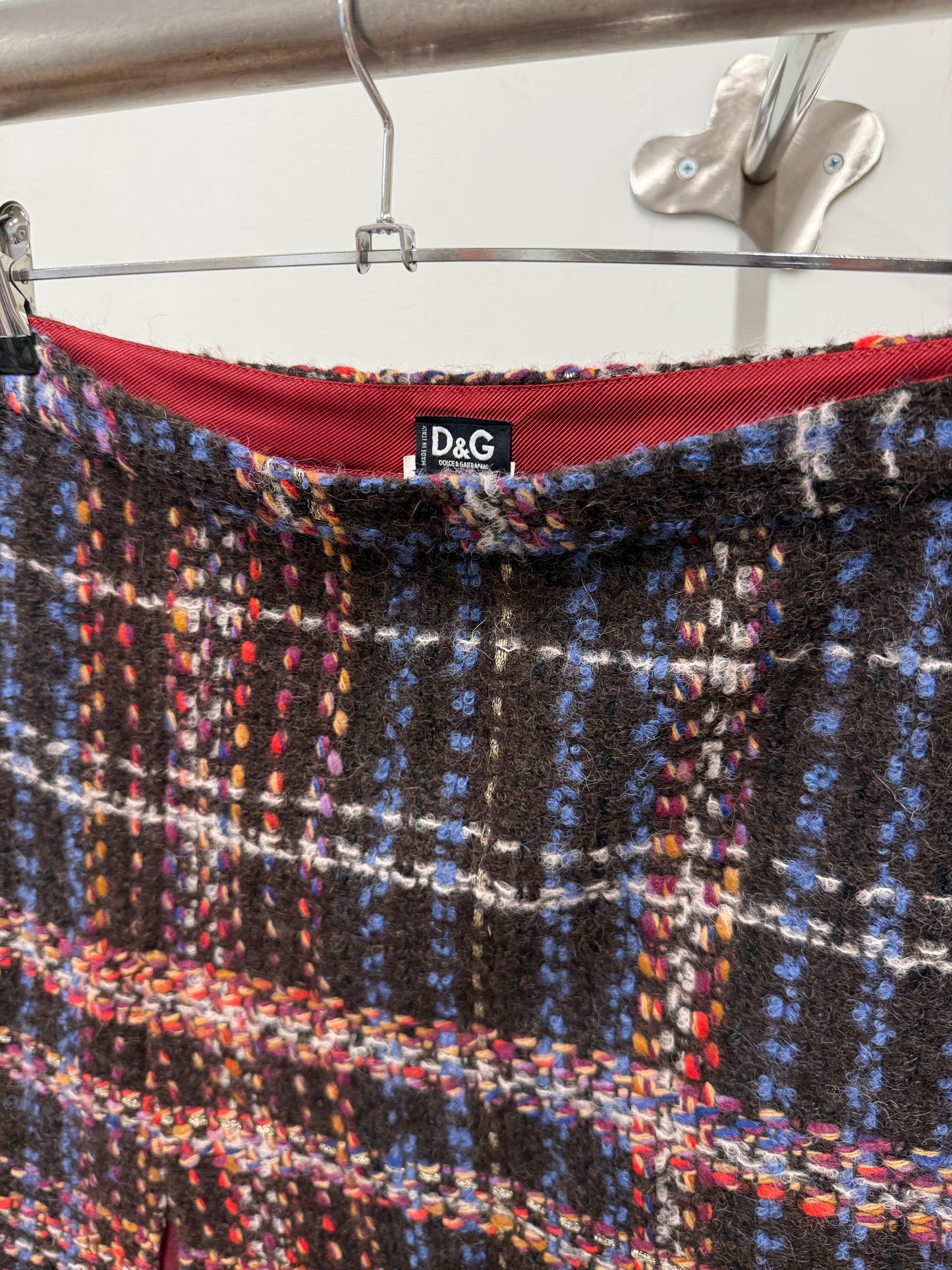 D&G Multicolor Wool Tweed Mini Skirt