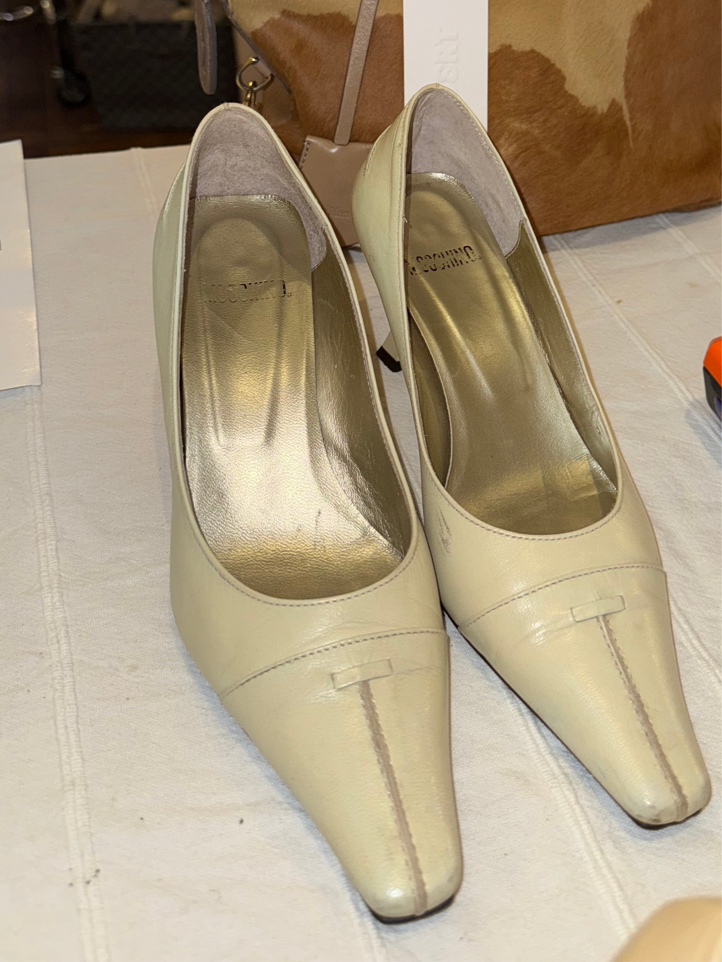 Moschino Cream Leather Heels 36.5