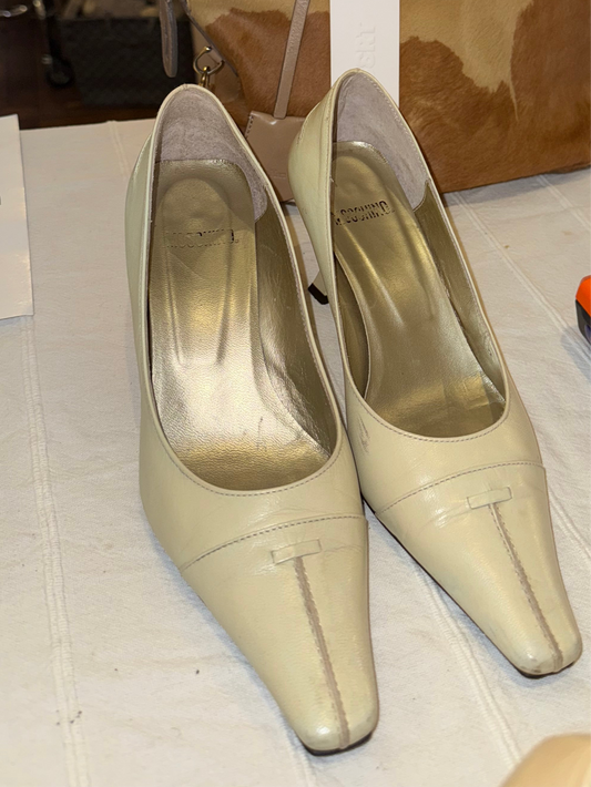 Moschino Cream Leather Heels 36.5