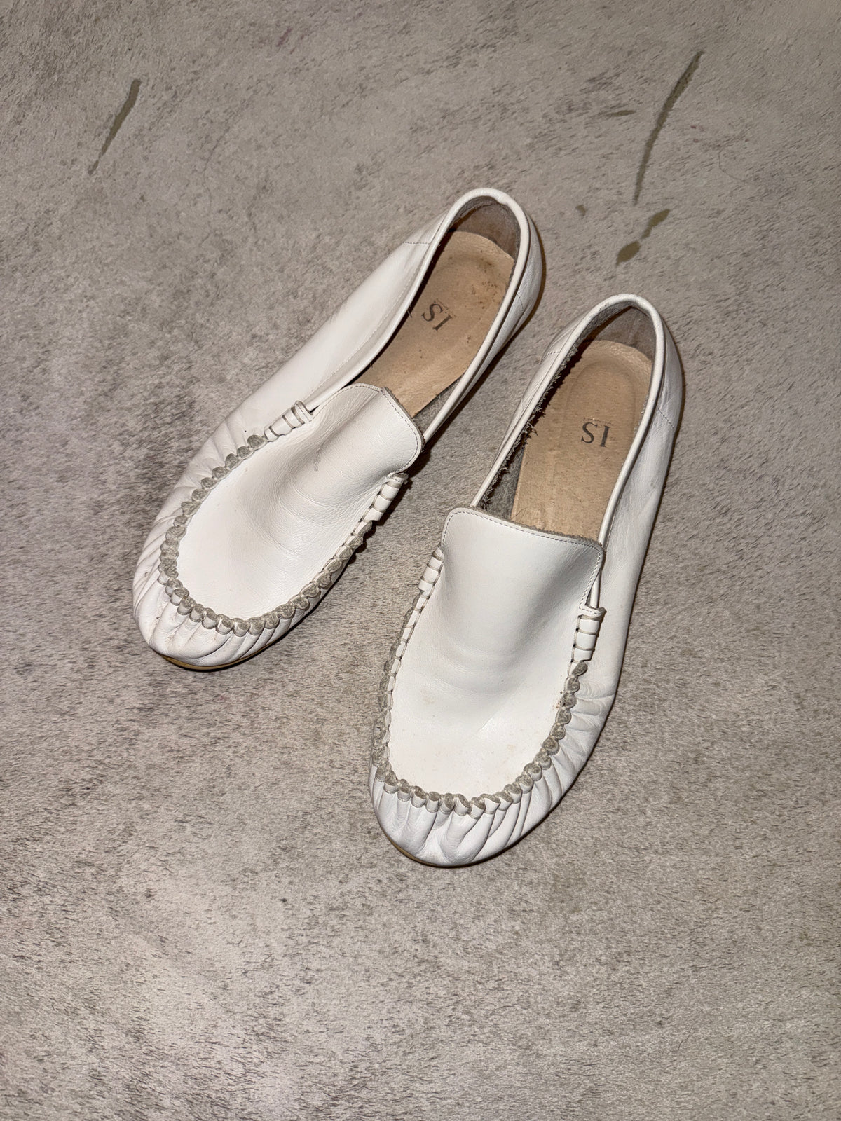 Vintage I.S. Issey Miyake Sport White Leather Loafers