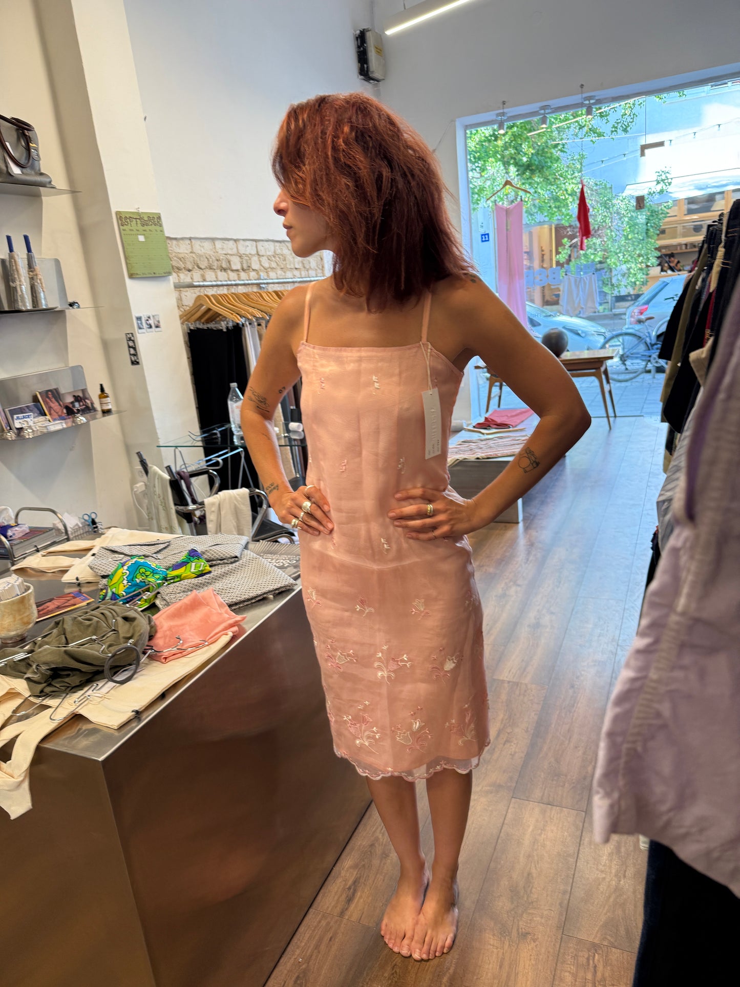 Vintage Embroidered Sheer Slip Dress