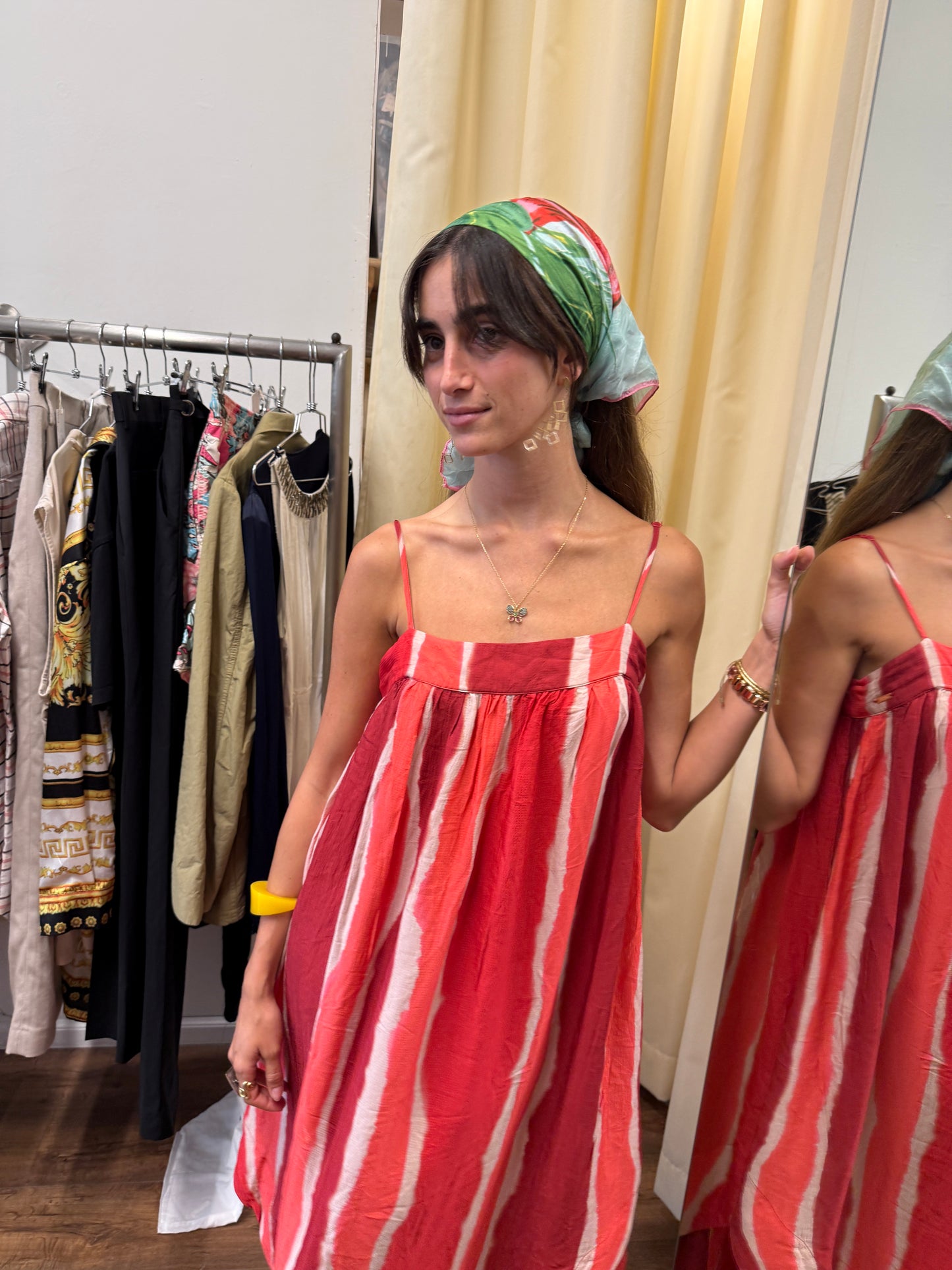 Armani Exchange Striped Draped Maxi Dress