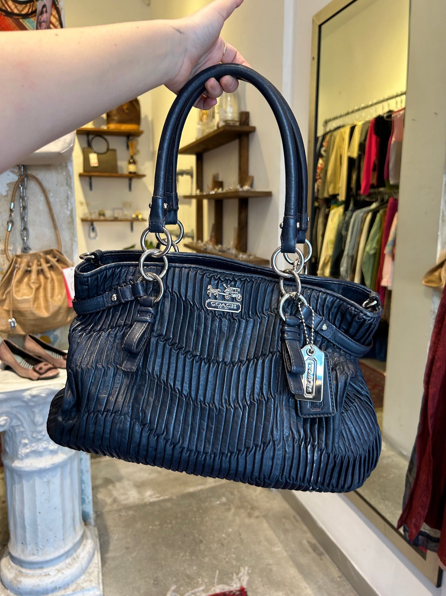 COACH madison pleated leather bag