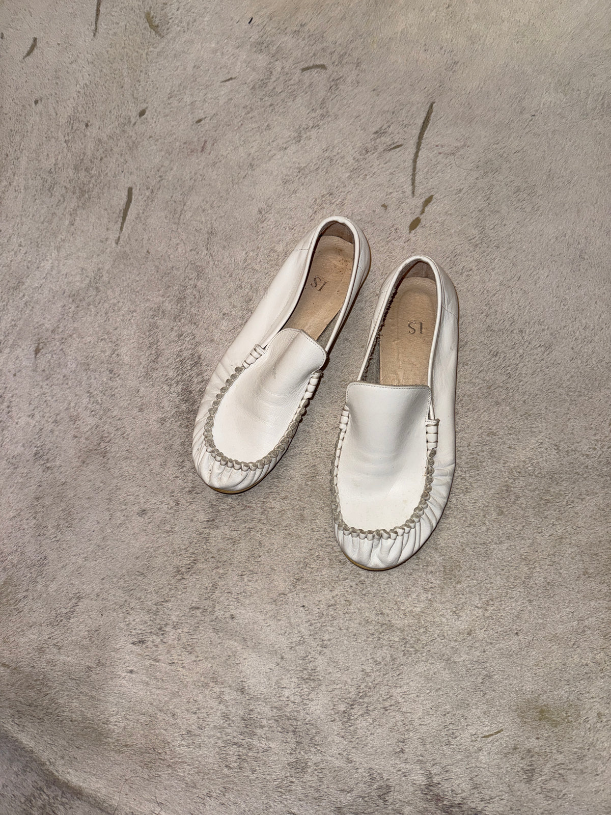 Vintage I.S. Issey Miyake Sport White Leather Loafers