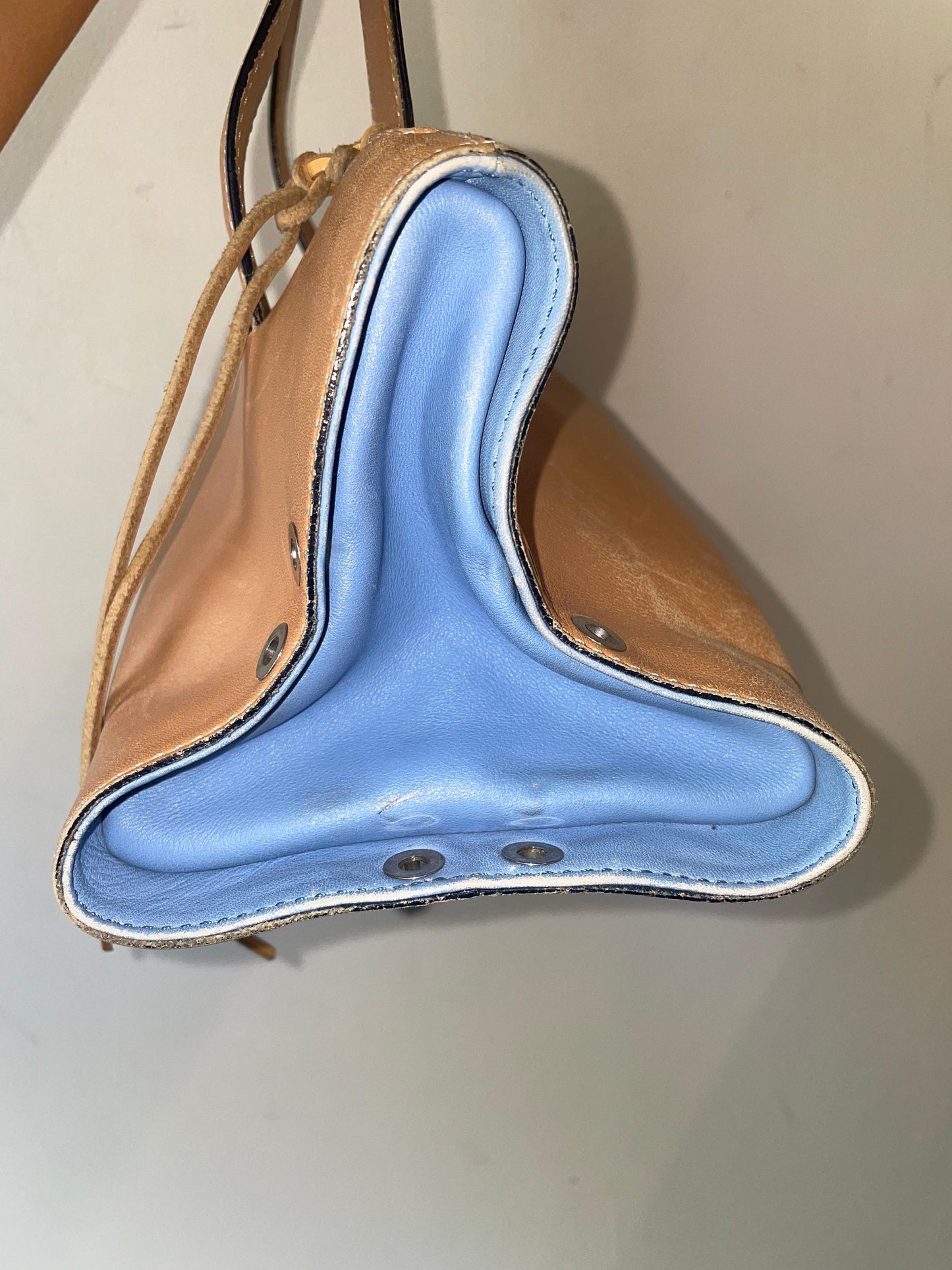 Tod’s Blue Lined Calf Leather Shoulder Bag c. 2000s