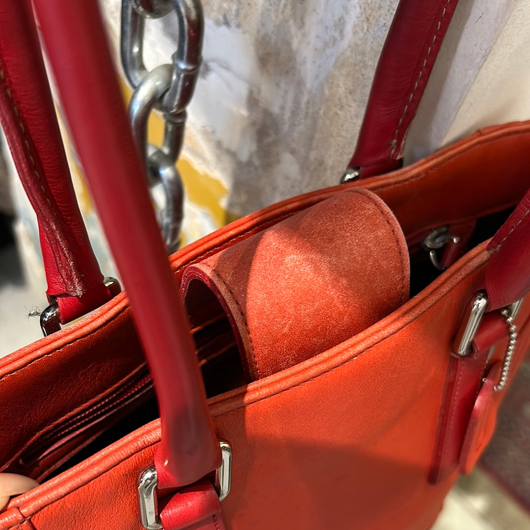 red leather COACH bag