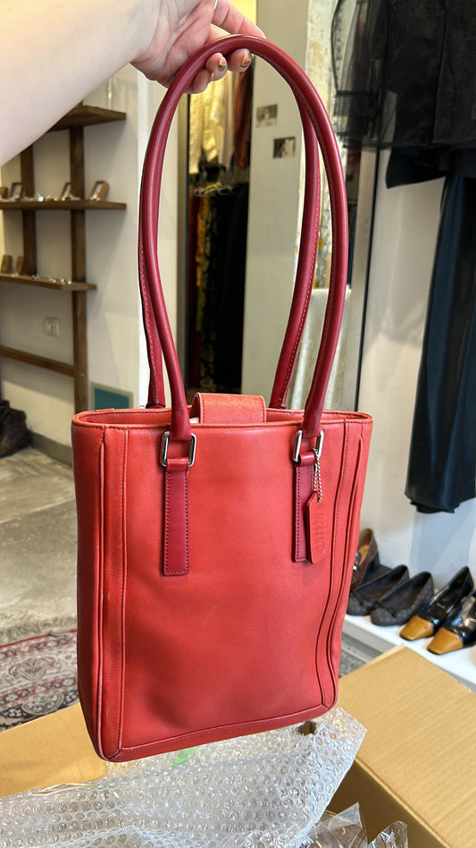 red leather COACH bag