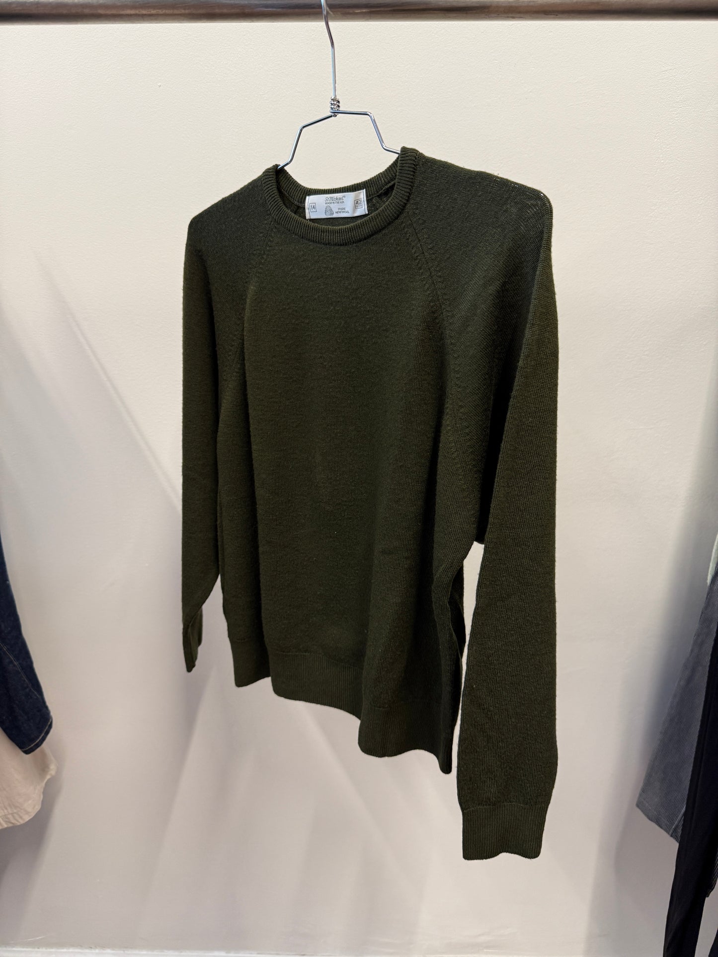 St Michael olive green knit sweater