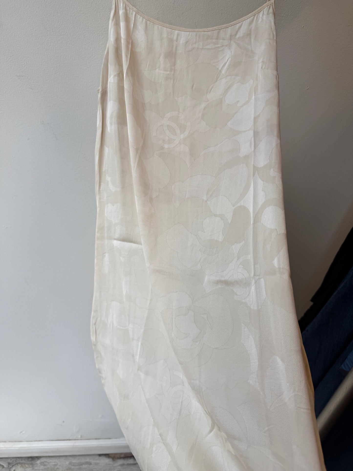 Chanel Camellia Silk Slip Mini Dress SS2020