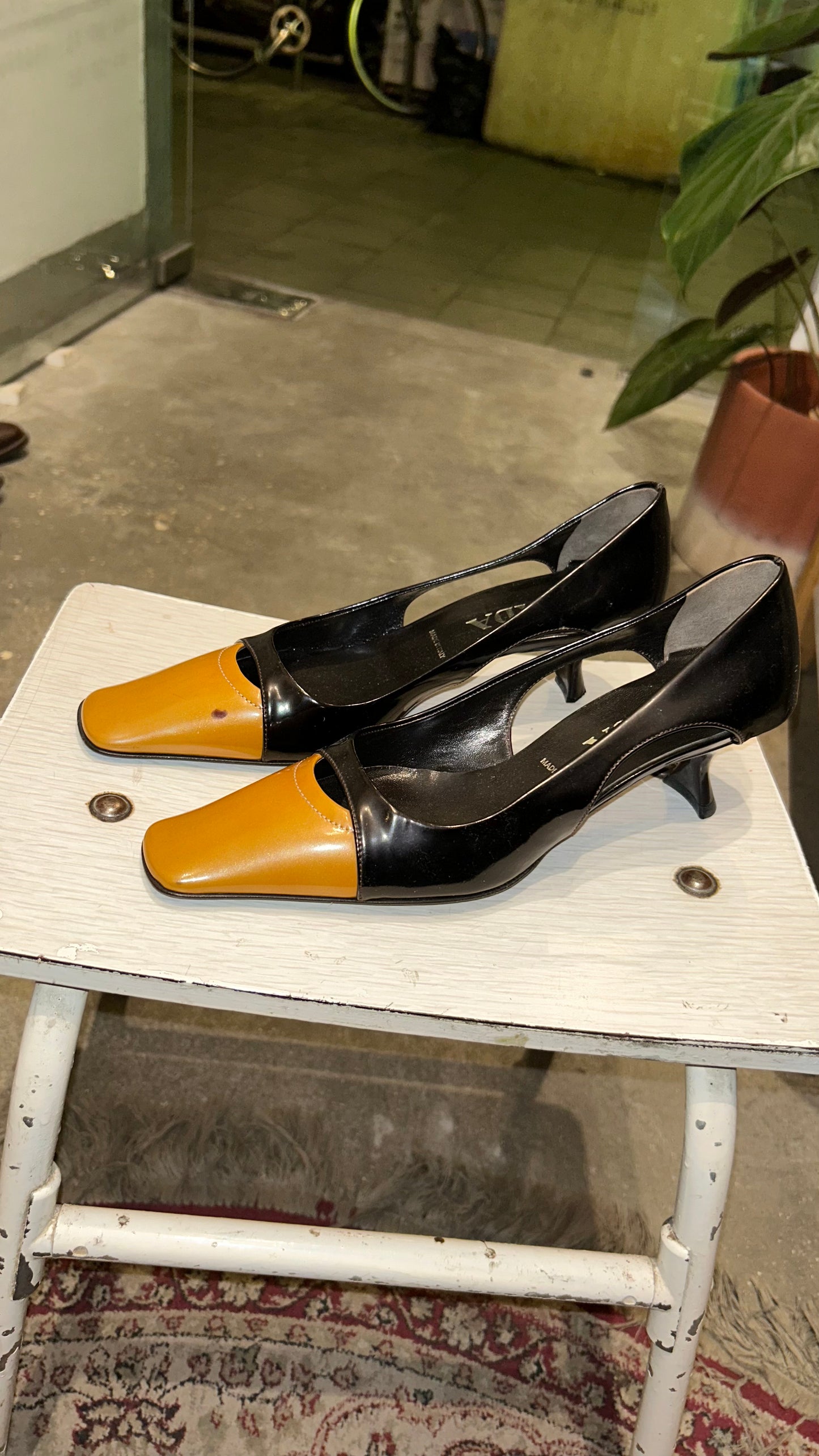 PRADA square toe kitten heels