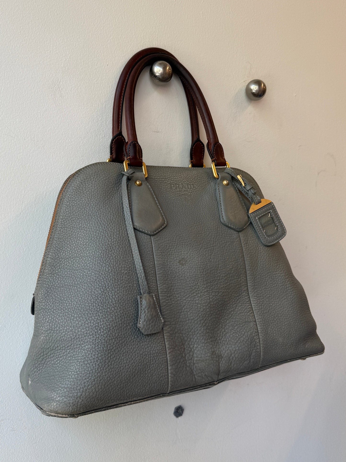 Prada Leather Bowling Bag c. 2000s