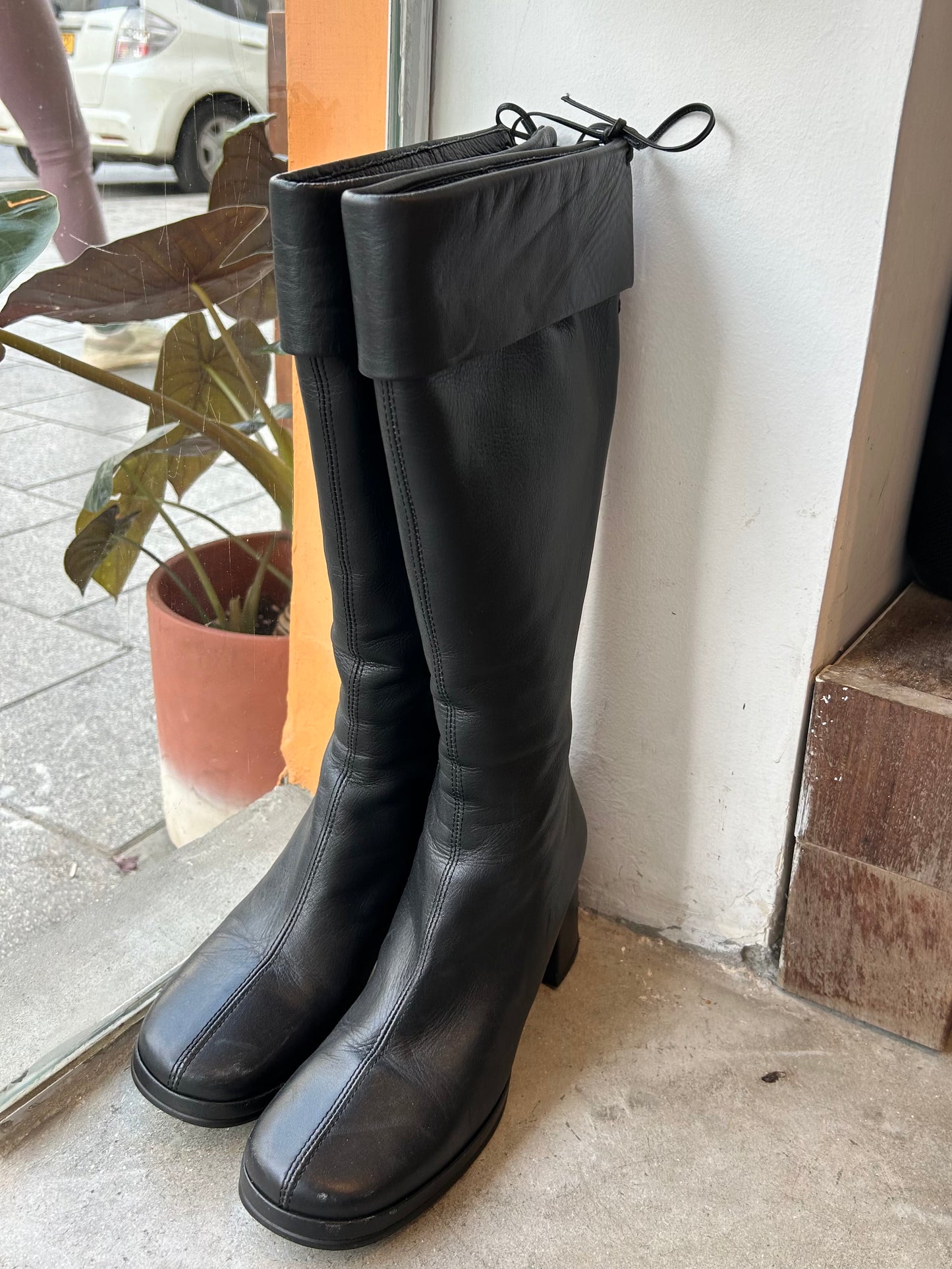BALLY leather knee high boots