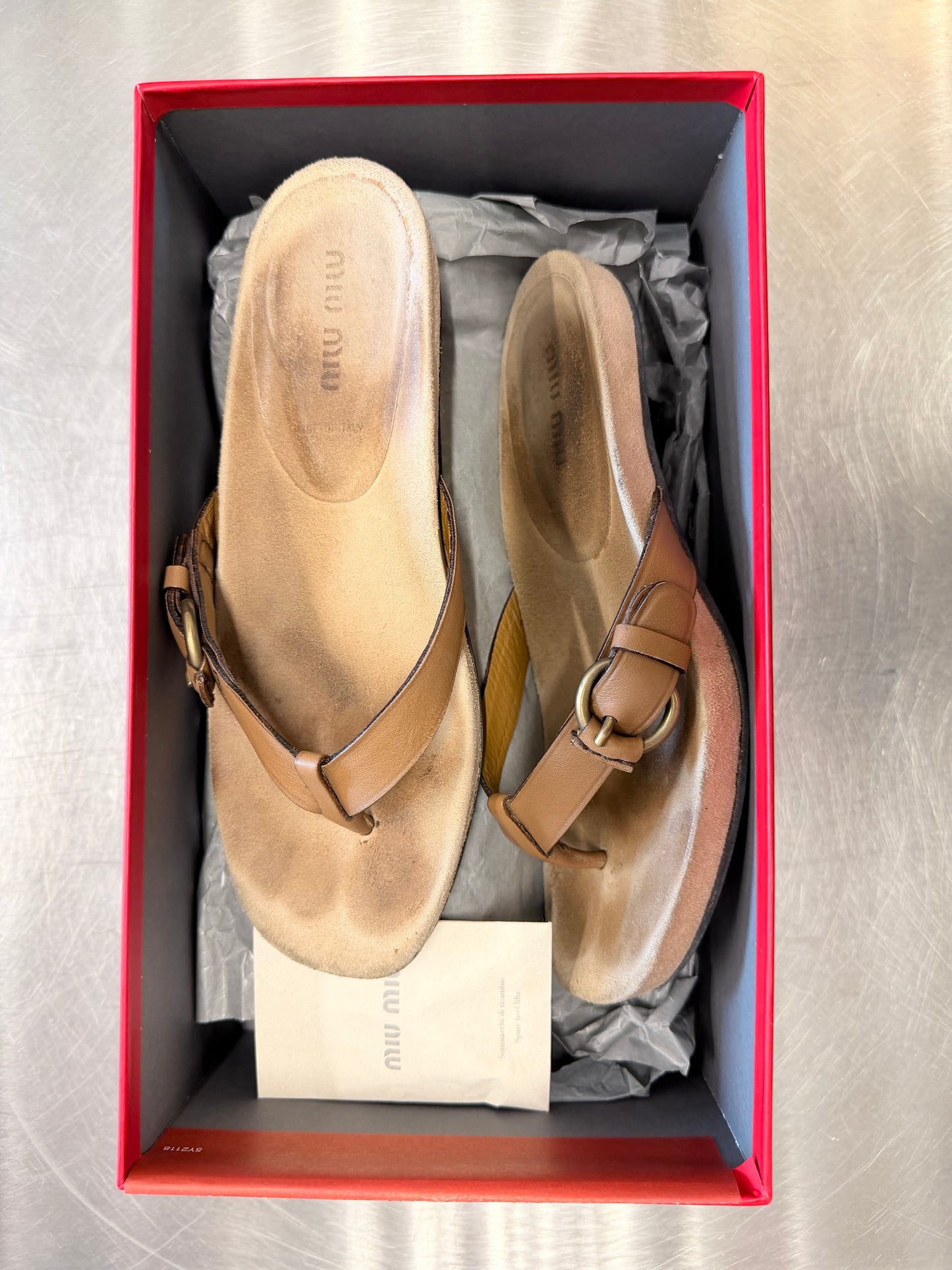 Miu Miu c.2002 leather kitten heel sandals