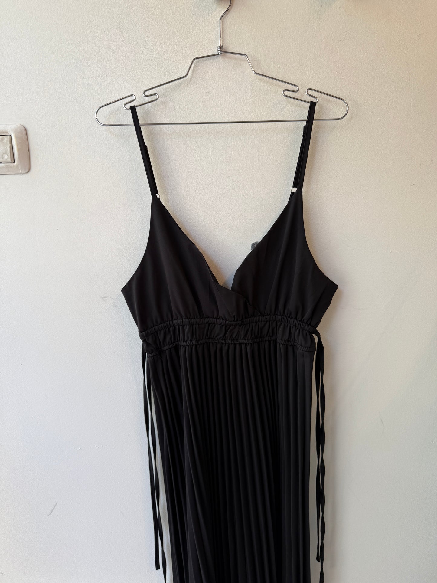 Black Pleated Slip Dress