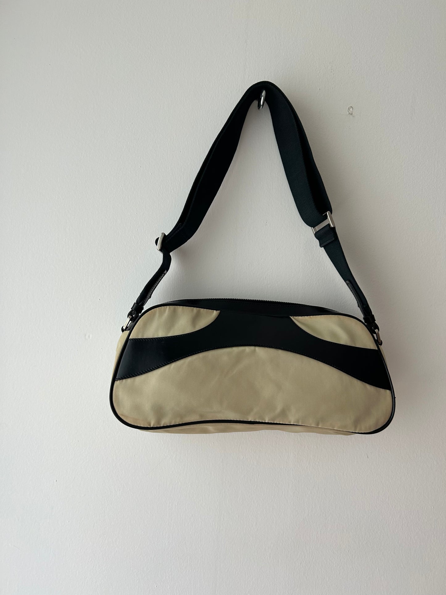 PRADA SS 2000 beige nylon leather bag