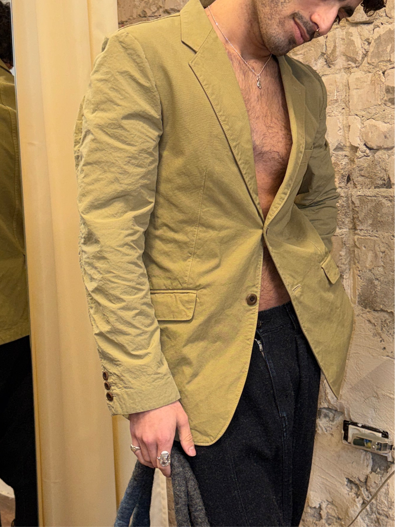 Comme des Garçons Homme Olive Cotton Blazer