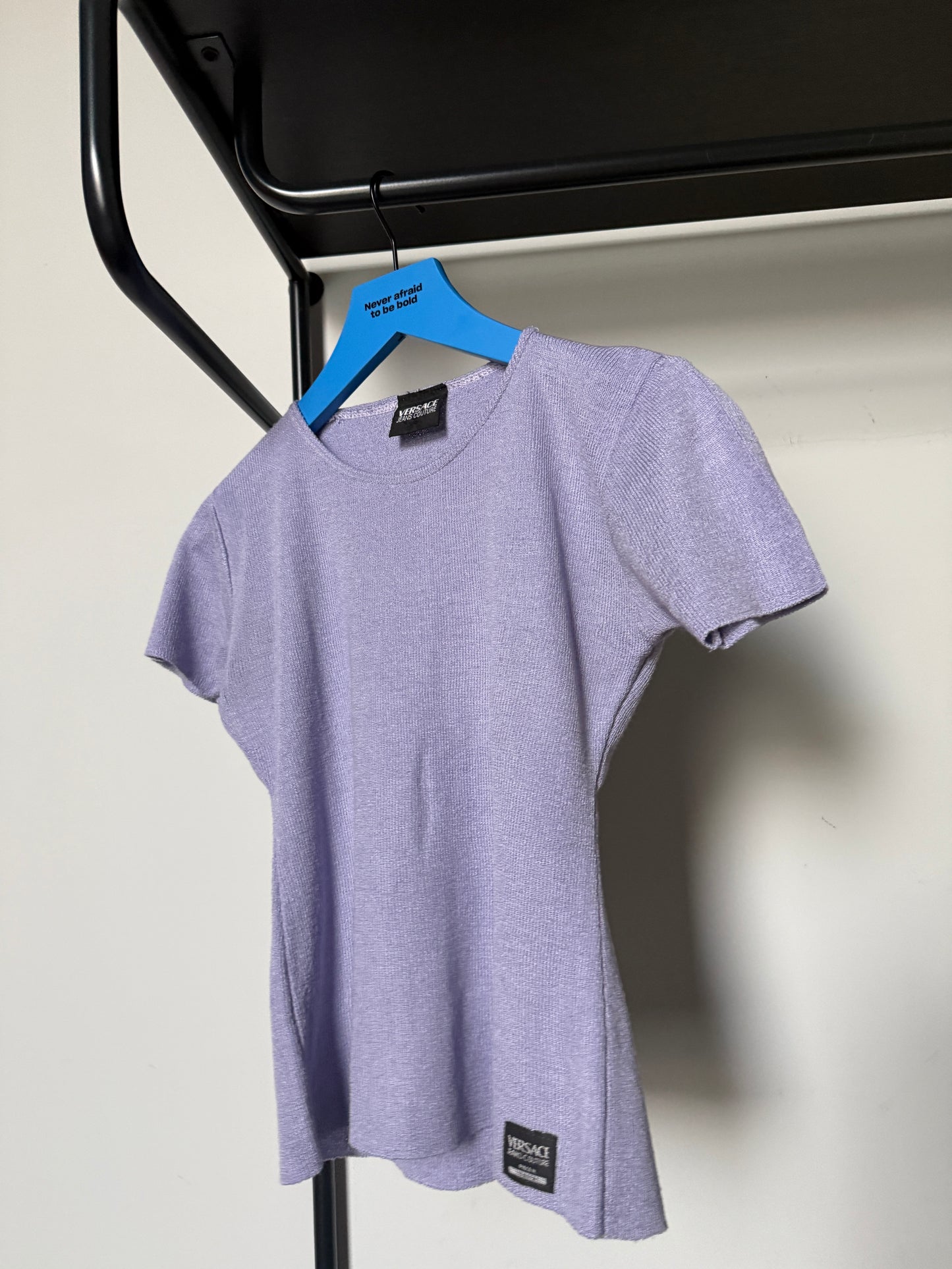 1990s Versace Jeans Couture Lilac Knit Top