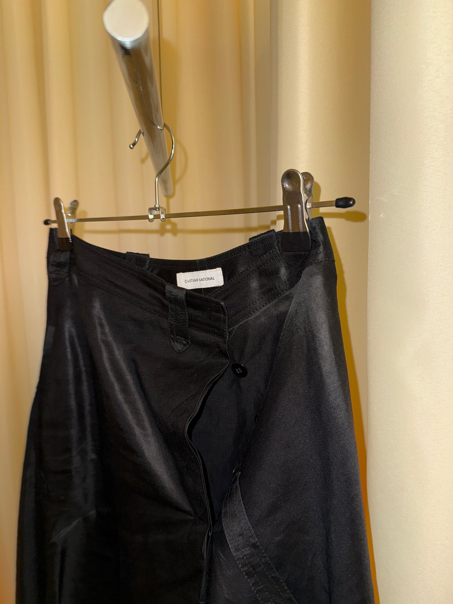 Costume National Black Satin Mini Skirt