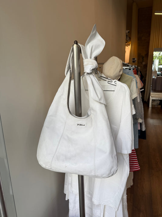 Furla White Leather Hobo Bag