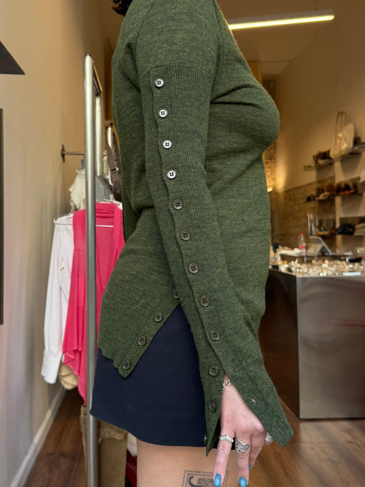 LIMI feu Olive Green Buttoned Knit